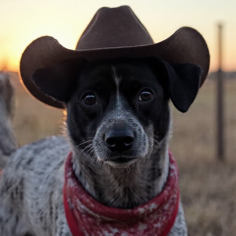 A pet reimagined as a cowboy by PawModel — same real pet, new scene